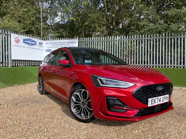 Ford Focus 1.0 EcoBoost Hybrid mHEV 155 ST-Line X 5dr Auto Pan Roof Estate Petrol Red